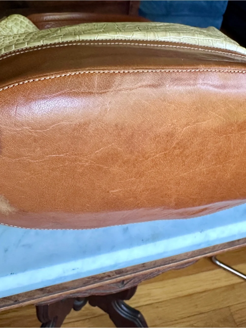 Vintage Brahmin Metallic Croc-Embossed Hobo Bag in Light Gold & Brown Leather